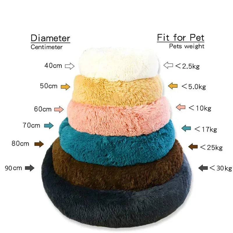 Plush Full-Size Washable Donut Cat Bed - Super Soft and Comfortable Winter Sleeping Solution