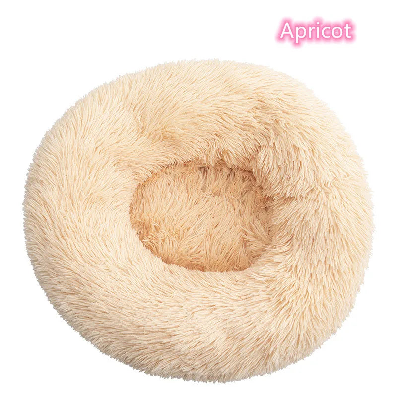 Plush Full-Size Washable Donut Cat Bed - Super Soft and Comfortable Winter Sleeping Solution