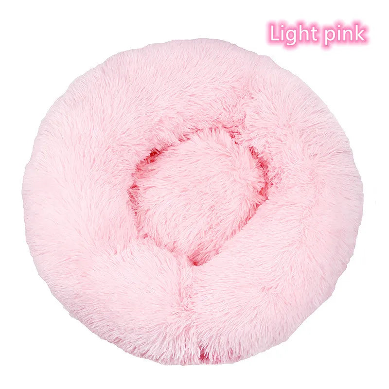 Plush Full-Size Washable Donut Cat Bed - Super Soft and Comfortable Winter Sleeping Solution