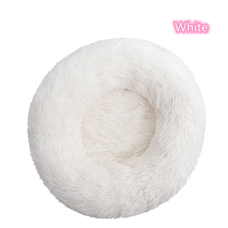 Plush Full-Size Washable Donut Cat Bed - Super Soft and Comfortable Winter Sleeping Solution