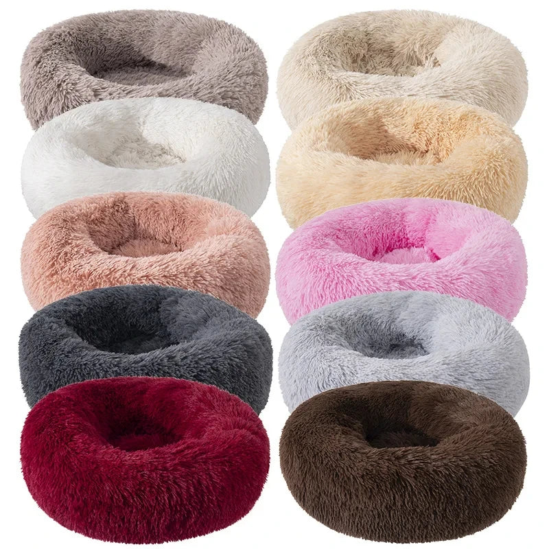 Plush Full-Size Washable Donut Cat Bed - Super Soft and Comfortable Winter Sleeping Solution