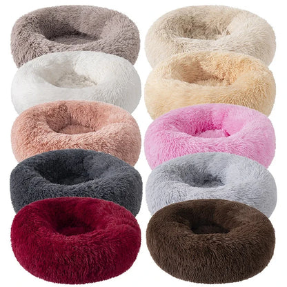 Plush Full-Size Washable Donut Cat Bed - Super Soft and Comfortable Winter Sleeping Solution