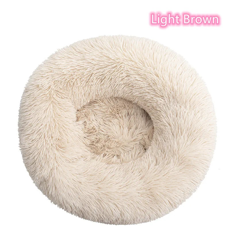 Plush Full-Size Washable Donut Cat Bed - Super Soft and Comfortable Winter Sleeping Solution