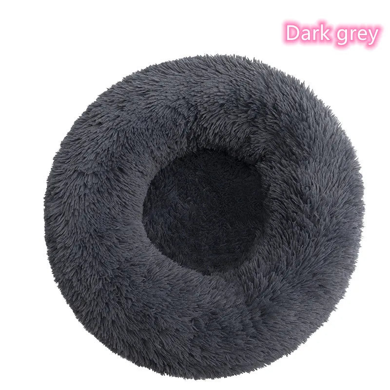 Plush Full-Size Washable Donut Cat Bed - Super Soft and Comfortable Winter Sleeping Solution