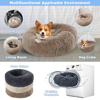Plush Full-Size Washable Donut Cat Bed - Super Soft and Comfortable Winter Sleeping Solution