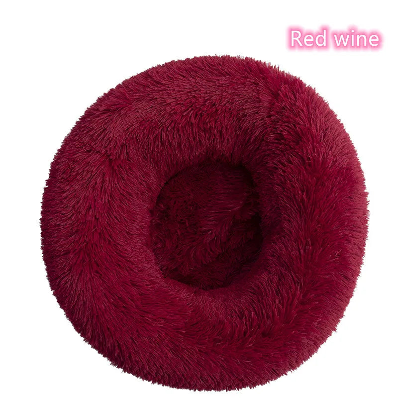 Plush Full-Size Washable Donut Cat Bed - Super Soft and Comfortable Winter Sleeping Solution