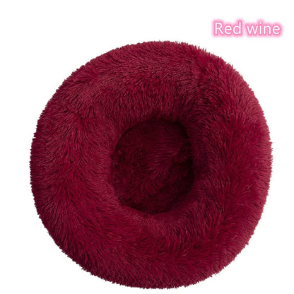 Plush Full-Size Washable Donut Cat Bed - Super Soft and Comfortable Winter Sleeping Solution