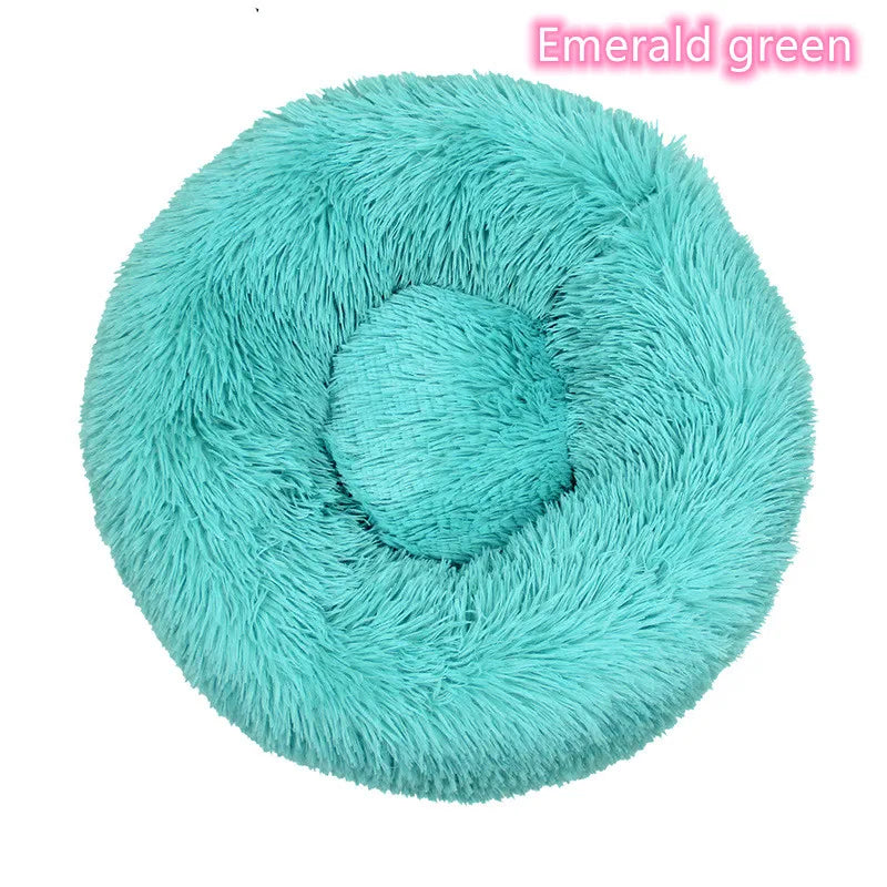 Plush Full-Size Washable Donut Cat Bed - Super Soft and Comfortable Winter Sleeping Solution