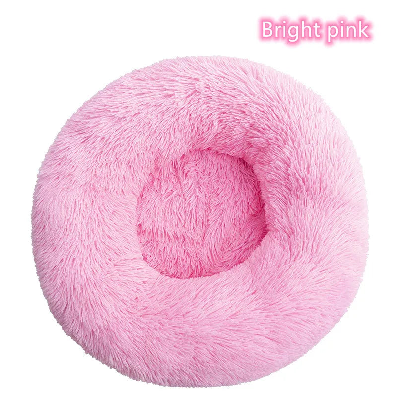 Plush Full-Size Washable Donut Cat Bed - Super Soft and Comfortable Winter Sleeping Solution