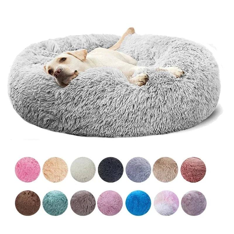 Plush Full-Size Washable Donut Cat Bed - Super Soft and Comfortable Winter Sleeping Solution