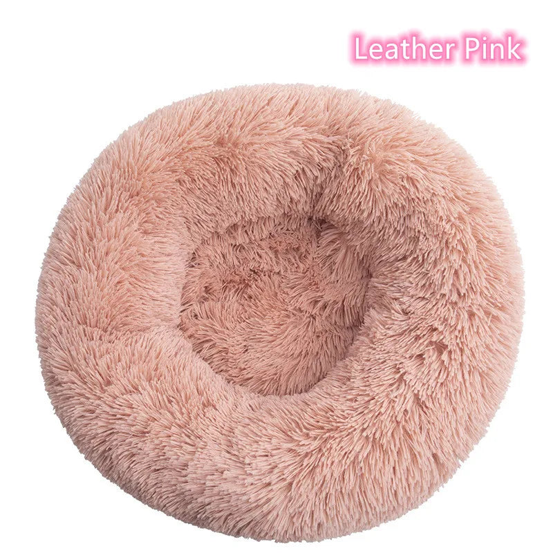 Plush Full-Size Washable Donut Cat Bed - Super Soft and Comfortable Winter Sleeping Solution
