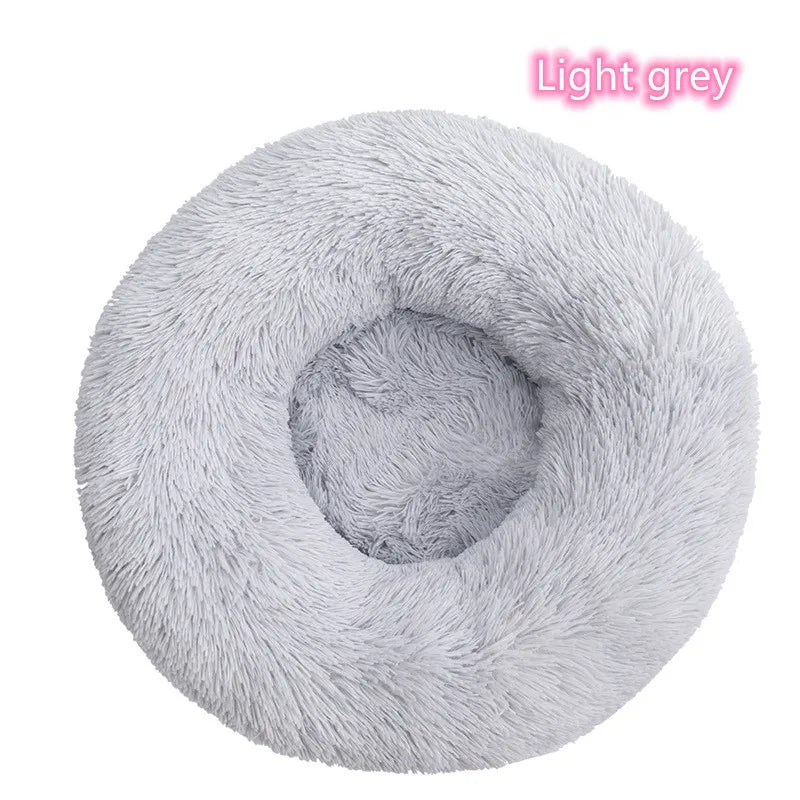 Plush Full-Size Washable Donut Cat Bed - Super Soft and Comfortable Winter Sleeping Solution