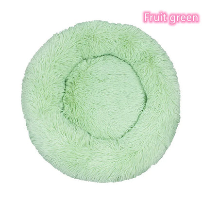 Plush Full-Size Washable Donut Cat Bed - Super Soft and Comfortable Winter Sleeping Solution