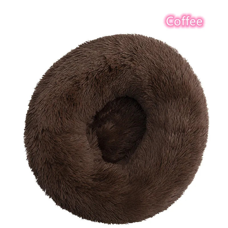 Plush Full-Size Washable Donut Cat Bed - Super Soft and Comfortable Winter Sleeping Solution